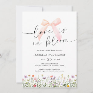 Bow Floral Love in Bloom Bridal Shower Invitation