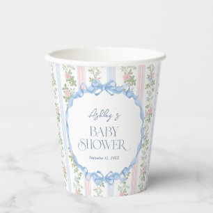 Bow Floral Roses Vintage Baby Shower Baby shower Paper Cups