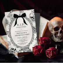 Bow Floral Skull RIP Twenties 30th Birthday Party