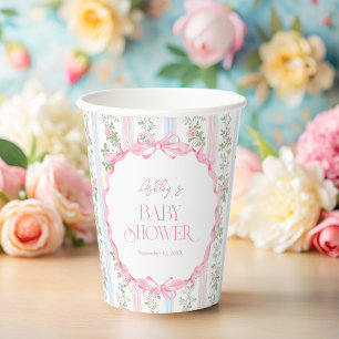 Bow Floral Vintage Baby Shower Baby shower Paper Cups