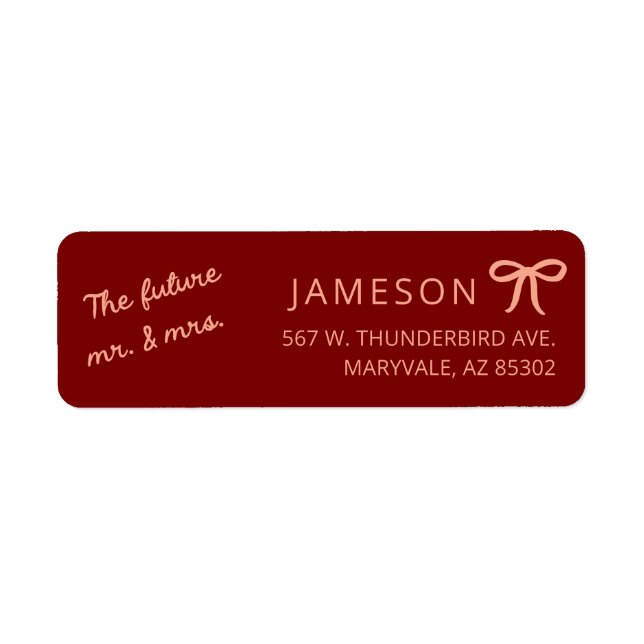 Bow Future Mr and Mrs Wedding Return Address Label (Front)