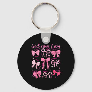 Bow God Say I Am Christian Girl Teen Women Bible V Keychain