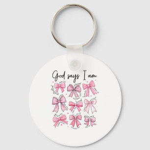 Bow God Say I Am Christian Girl Teen Women Bible V Keychain