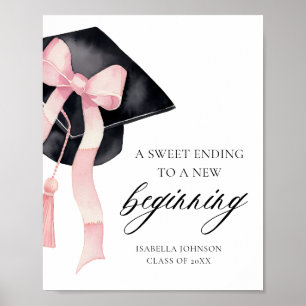 Bow Grad Party A Sweet Ending To A New Beginning Poster