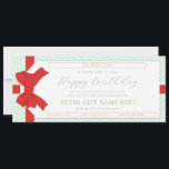 Bow Green Stripe Happy Birthday Gift Voucher Card<br><div class="desc">This birthday gift voucher design features a bow gift tag design. All of the text is fully editable. For more advanced customization of this design,  simply select the "Customize It" button above.</div>