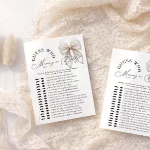 Bow Guess Who Mommy or Daddy Baby Shower Game