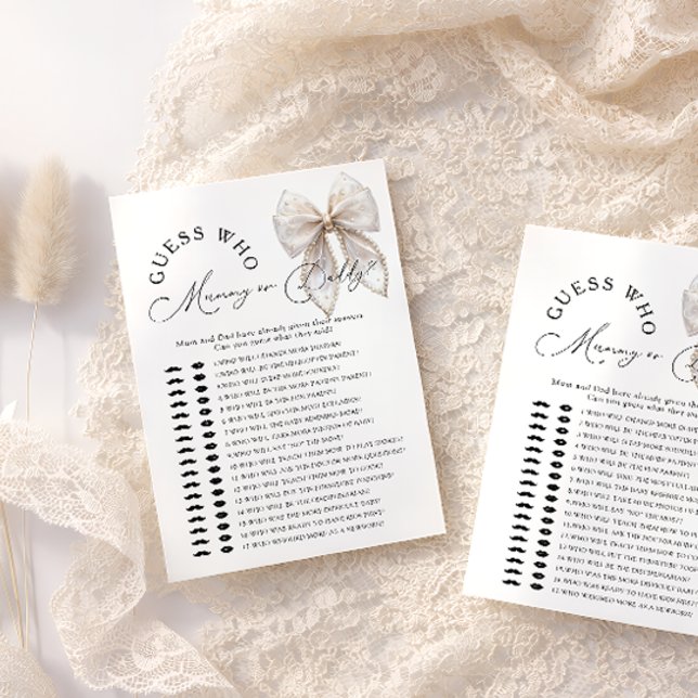 Bow Guess Who Mommy or Daddy Baby Shower Game (Creator Uploaded)