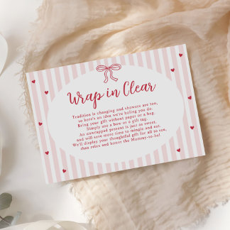 Bow Hearts Valentine Baby Shower Wrap In Clear Enclosure Card