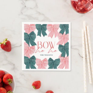 Bow Ho Ho Red & Green Bows Christmas Napkin