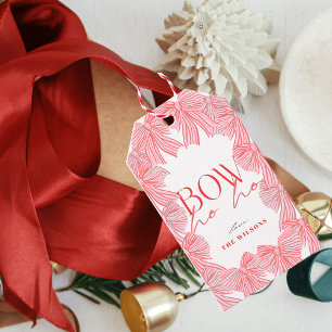 Bow Ho Ho Red & Pink Bows Christmas Holiday Gift Tags