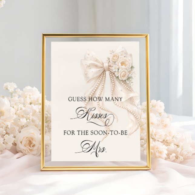 Bow How Many Kisses Bridal Shower Game Poster (Creator Uploaded)