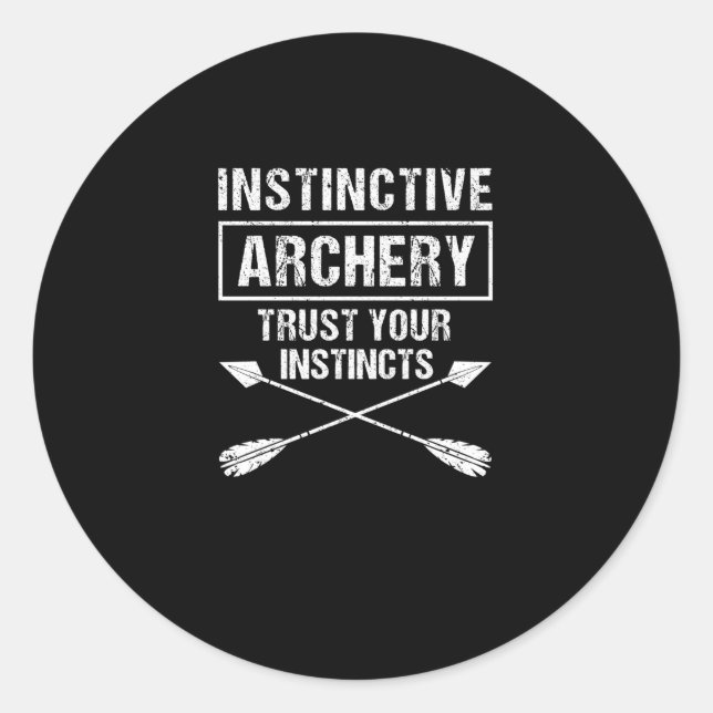 Bow hunting archers instinctive archery classic round sticker (Front)