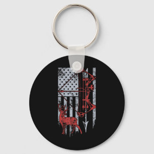 Bow Hunting Deer Flag for Men Or Women Hunters Keychain