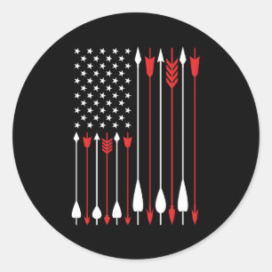 Bow Hunting Usa American Flag Archery Bow Hunter Classic Round Sticker