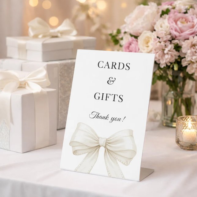 Bow ivory pearls elegant cards gifts sign (Creator Uploaded)
