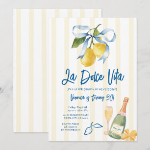 Bow La Dolce Vita 30th Lemon Citrus Birthday Party Invitation