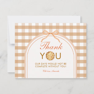 Bow Little Cutie Pie Thank You Card Gingham Fall