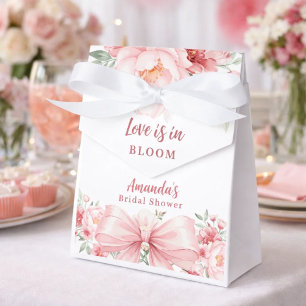 Bow love in Bloom pink flowers Bridal Shower Favor Box