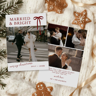 Bow Married and Bright Christmas Holiday Card