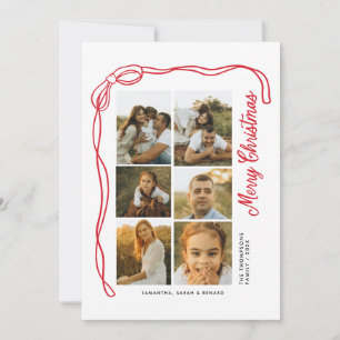Bow Merry Christmas Family 7 Photos Holiday Card