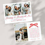 Bow Merry & Married Newlywed Photo Christmas  Holiday Card<br><div class="desc">Celebrate your first holiday season as a married couple with the Modern Bow Merry & Married Newlywed Photo Christmas Card. Featuring a clean and contemporary design, this card highlights your favourite wedding photo along with festive typography and holiday elements. Perfect for sharing your joy with family and friends, this card...</div>