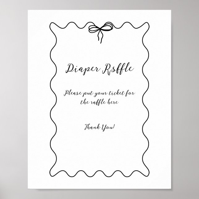 Bow Modern Minimalist Neutral Baby Shower  Poster (Front)