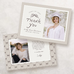 Bow Modern Photo Graduation Thank You Card