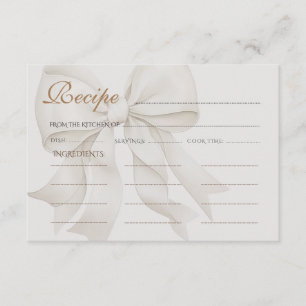 Bow Neutral Bridal Shower Recipe Enclosure Card
