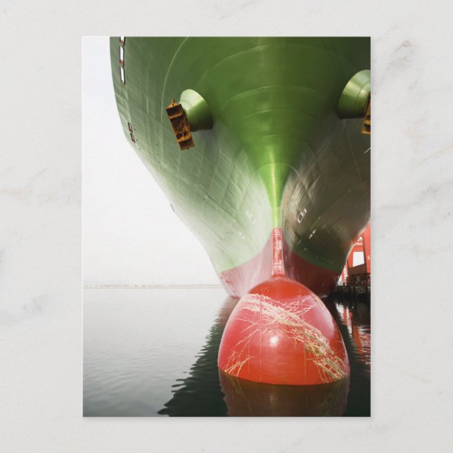 Bow Of A Red And Green Cargo Ship |Long Beach, Ca Postcard (Front)