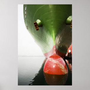 Bow Of A Red And Green Cargo Ship  Long Beach, Ca Poster