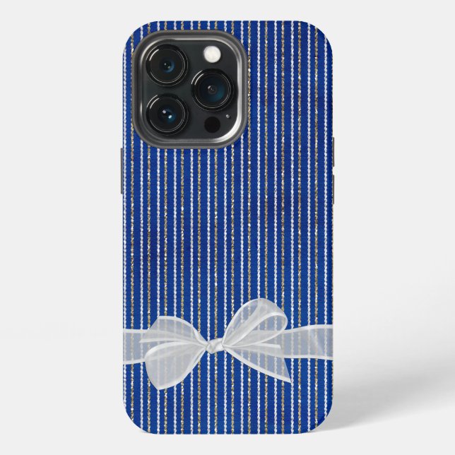 Bow On Glitter Stripes iPhone Case (Back)