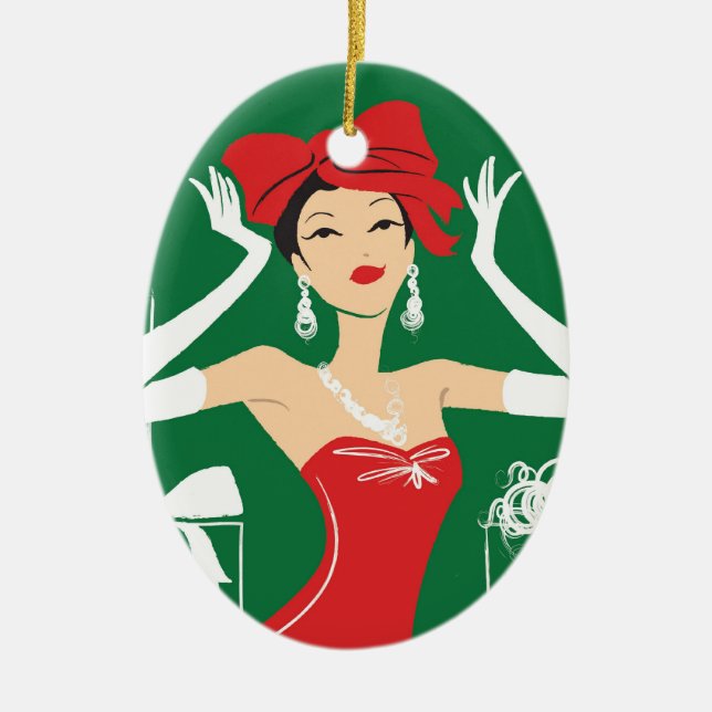 Bow on Top Oval Ornament (Front)