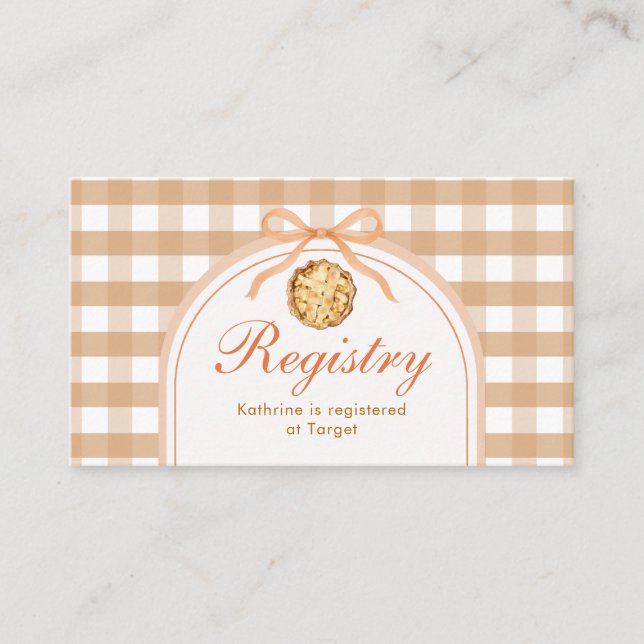 Bow Our Little Cutie Pie Registry Card Gingham (Front)
