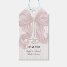 Bow Pearl Girl Baby Shower Thank You