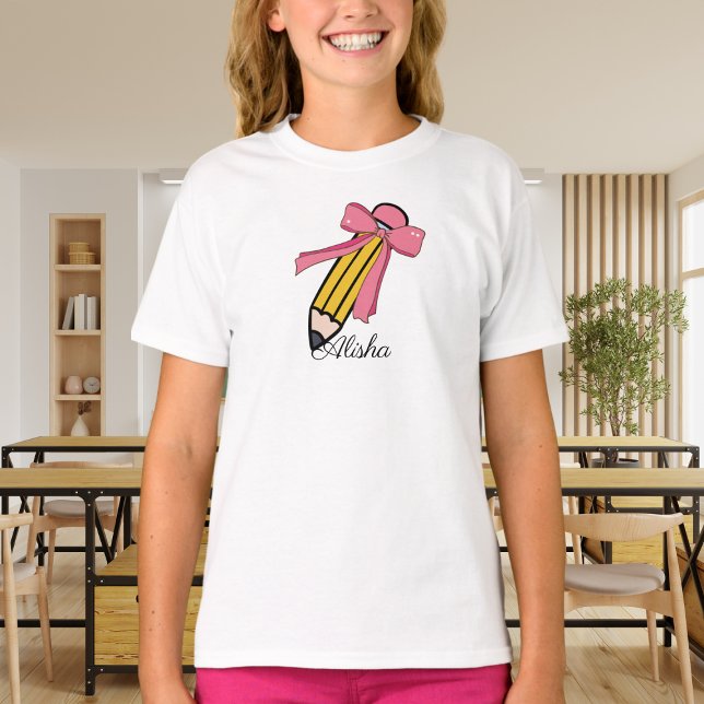 Bow pencil custom name back to school T-Shirt (Creator Uploaded)
