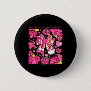 Bow Pencil Teaching Is A Work Of Heart Valentine D 2 Inch Round Button