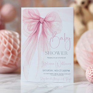 Bow Pink Coquette Baby Shower Invitation