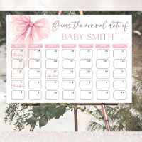 Bow Pink Coquette Guess the due Date calendar 