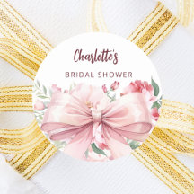 Bow pink florals bloom Bridal Shower
