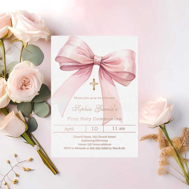 Bow pink girl roe gold First Communion (Creator Uploaded)