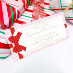 Bow Pink StripeMerry Christmas Gift Voucher Card<br><div class="desc">This CHristmas gift voucher design features a bow gift tag design. All of the text is fully editable. For more advanced customization of this design,  simply select the "Customize It" button above.</div>
