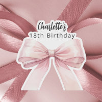 Bow pink white elegant Birthday