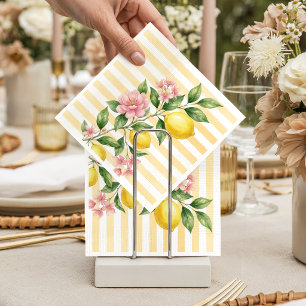 Bow Pink Yellow Freshly One Lemon First Birthday Napkin