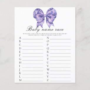 Bow polka dot baby shower - Baby name race game