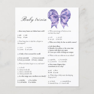Bow polka dot baby shower - Baby Trivia Game