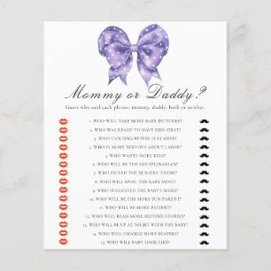 Bow polka dot baby shower - mommy or daddy game