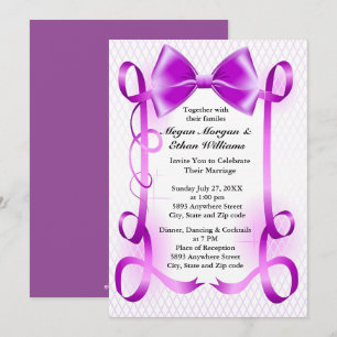 Bow pourpre et Faire-part de mariage frontalier au