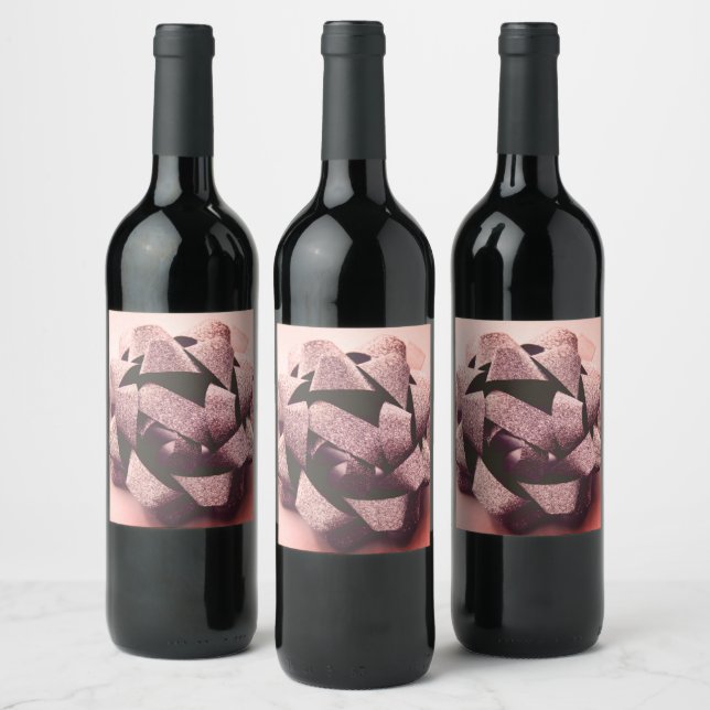 Bow present pink party bow wine label (Bottles)