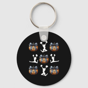 Bow Pumpkin Cheer Coach Halloween Fall Cheerleadin Keychain