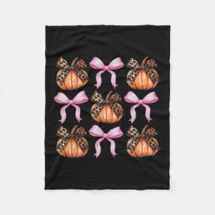 Bow Pumpkin Halloween Women Skeleton Spooky Season Fleece Blanket